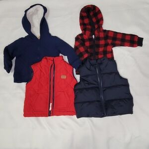 Fall/Winter Toddler Outerwear Bundle | Hoodies + Vests | Size 6-12 M |